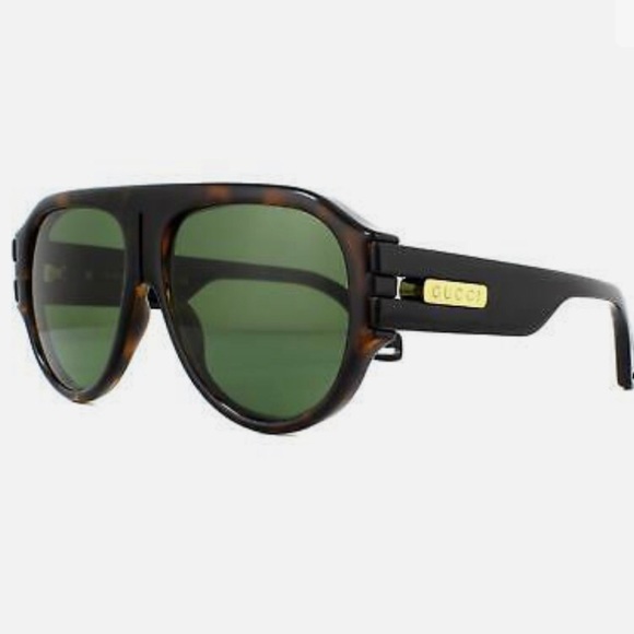 Gucci Black Brown Green 0665 Havana Sport Chunky Aviator Gg0665s Unisex Sunglass - Picture 3 of 8